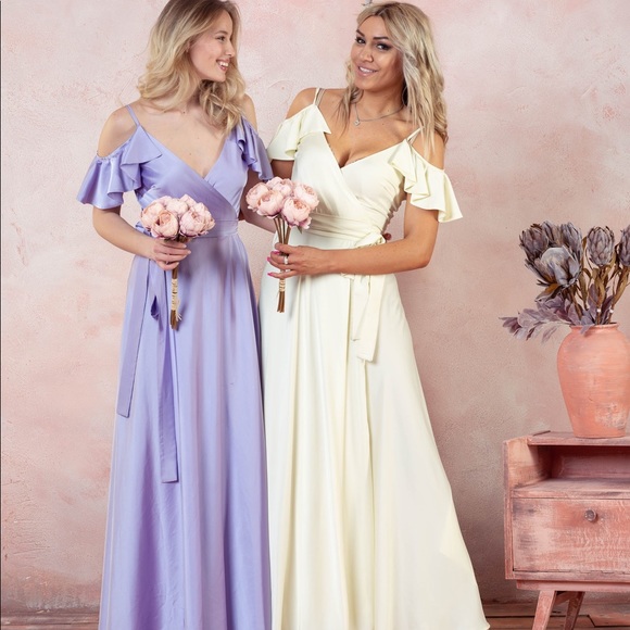 ❗️NEW❗️Lilac Bohemian Bridesmaid Wrap Maxi Dress - Picture 9 of 9